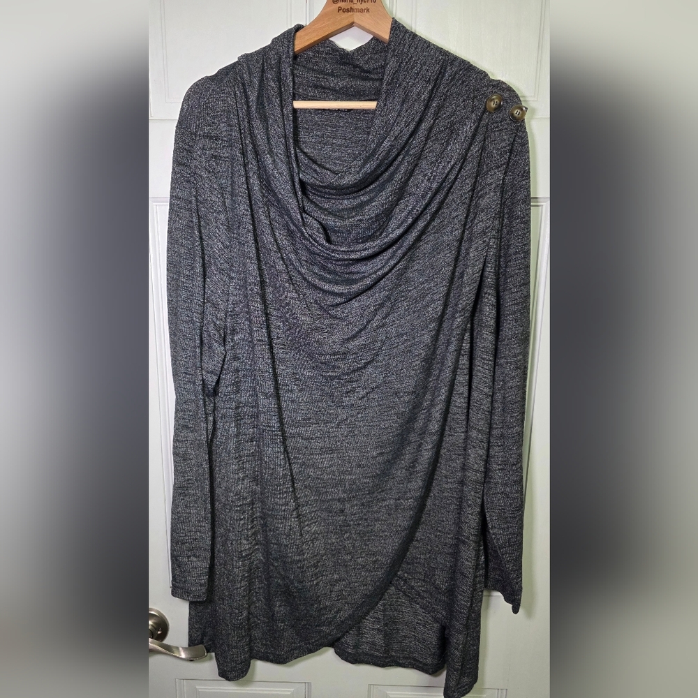 Bloom Chic Cowl Neck Tunic Sweater Top Shirt- Size 22-24 Gray